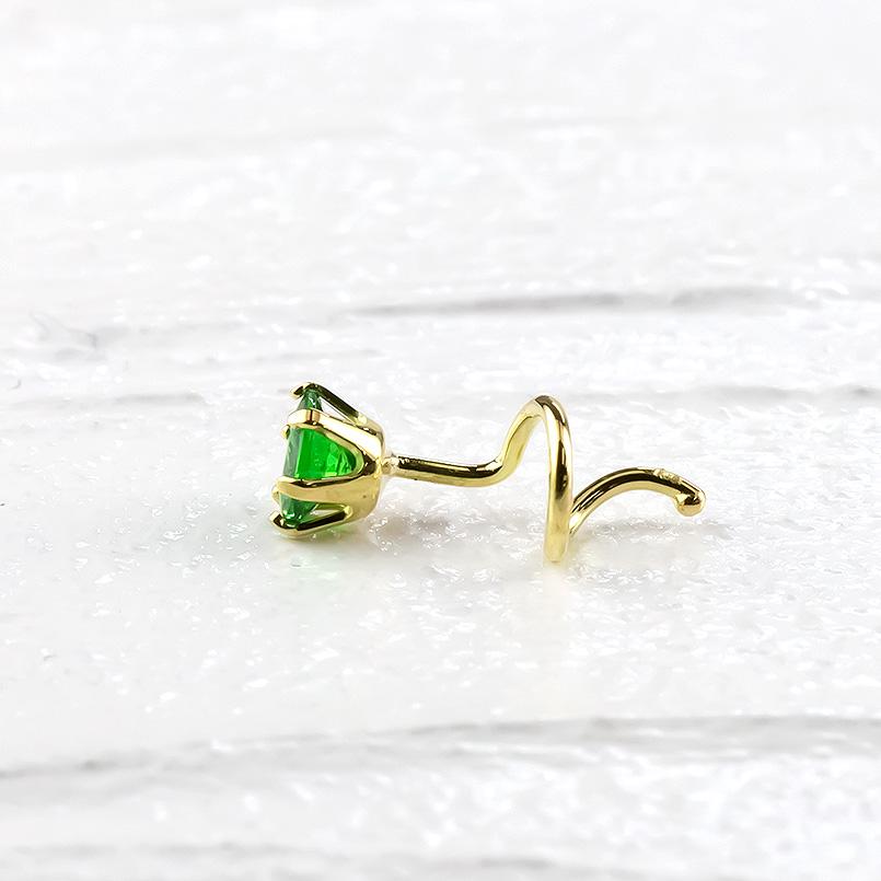 18金 片耳ピアス グリーンガーネット キャッチのいらないピアス ゴールド イエローゴールドk18 18k キャッチナッシャー あすつく 送料無料 セール saleの画像