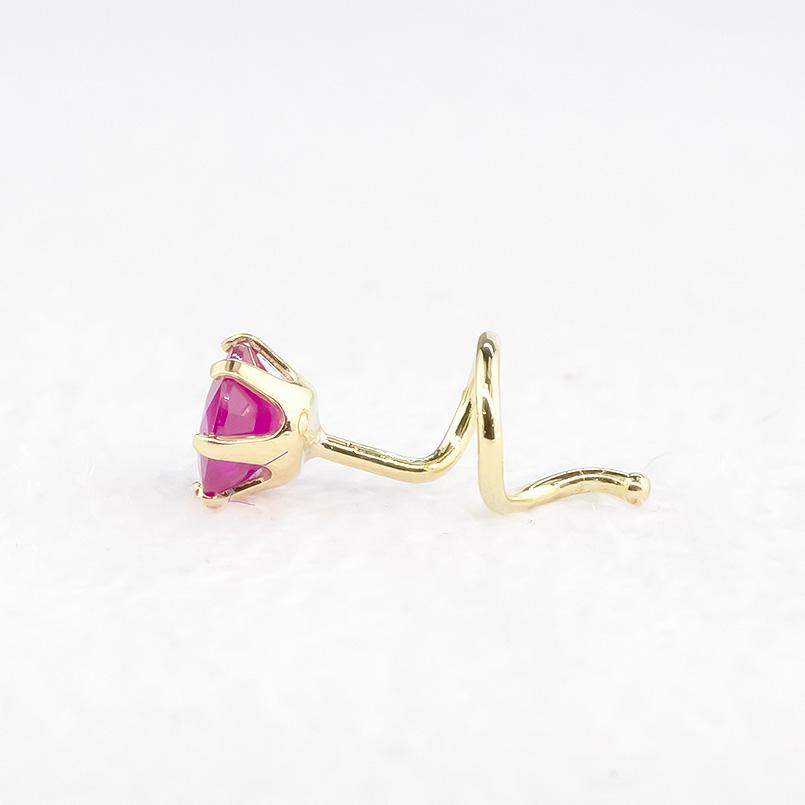 18金 片耳ピアス ルビー 一粒 キャッチのいらないピアス イエローゴールドk18 18k キャッチナッシャー つけっぱなし あすつく 送料無料 セール saleの画像