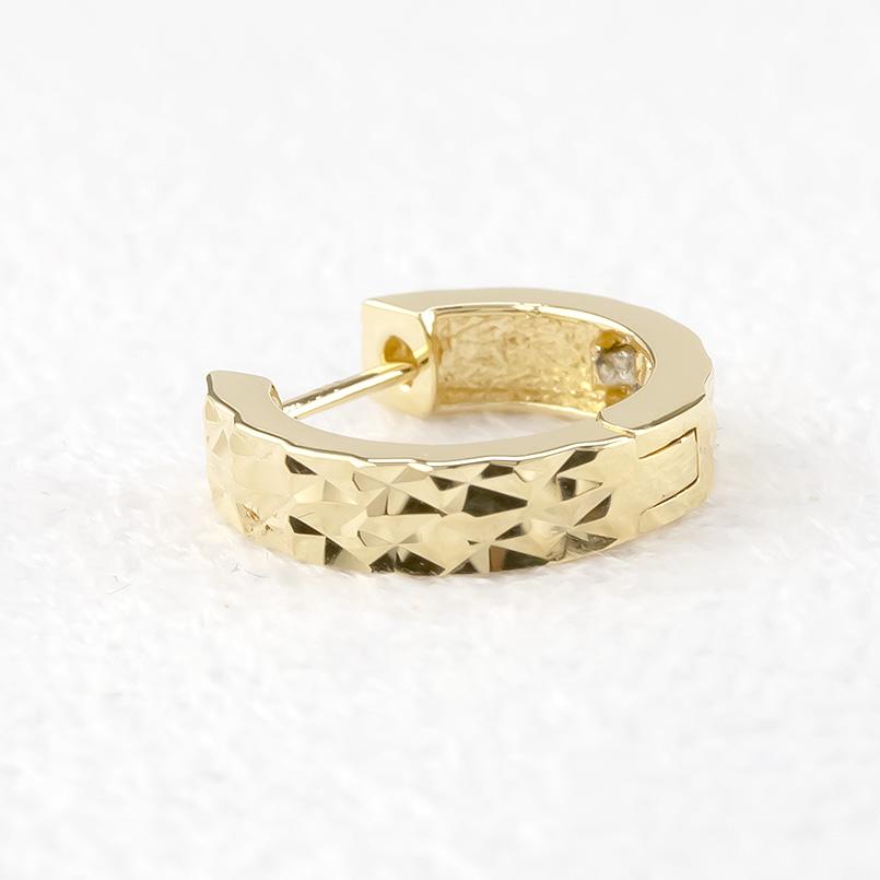 18金 フープピアス メンズ ピアス ペア 中折れ式 リング カット ゴールド 18k イエローゴールドk18 シンプル 男性 あすつく 送料無料 セール saleの画像