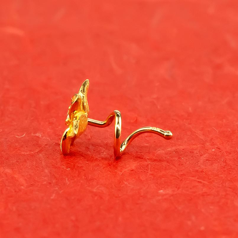 24金 ピアス 純金 アマリリス イエローダイヤモンド 片耳 キャッチのいらないピアス イエローゴールドk18 18金 キャッチナッシャー 花 送料無料 saleの画像