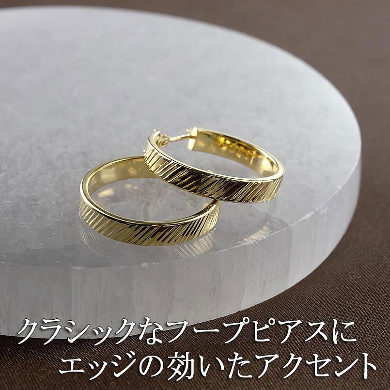 18金 フープピアス メンズ レディース 大ぶり 太め ゴールド 18k イエローゴールドk18 ピアス ペア リング シンプル あすつく 送料無料 セール saleの画像