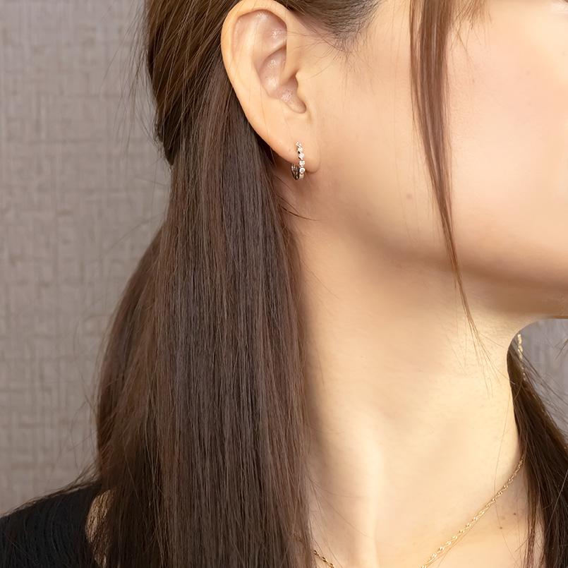 プラチナ フープピアス 片耳 ダイヤモンド レディース 普段使い pt950 リング 中折れ式 おしゃれ 女性 あすつく 送料無料 セール saleの画像