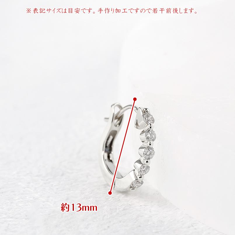 プラチナ フープピアス 片耳 ダイヤモンド レディース 普段使い pt950 リング 中折れ式 おしゃれ 女性 あすつく 送料無料 セール saleの画像