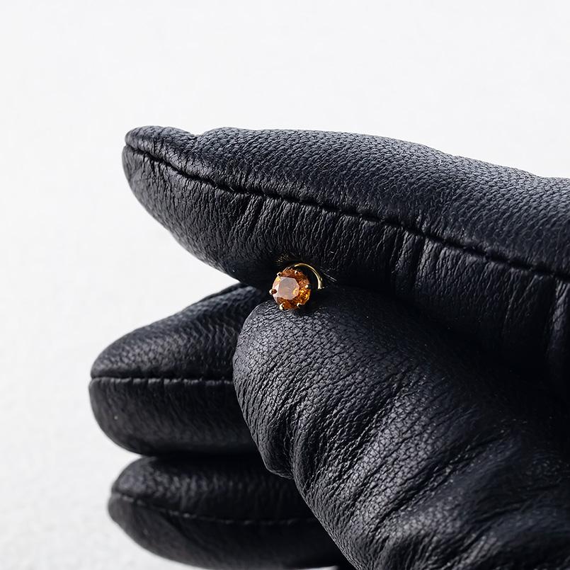 18金 ピアス スペサタイトガーネット ペア メンズ ゴールド k18 簡単装着 キャッチのいらないピアス キャッチナッシャー あすつく 送料無料 セール saleの画像