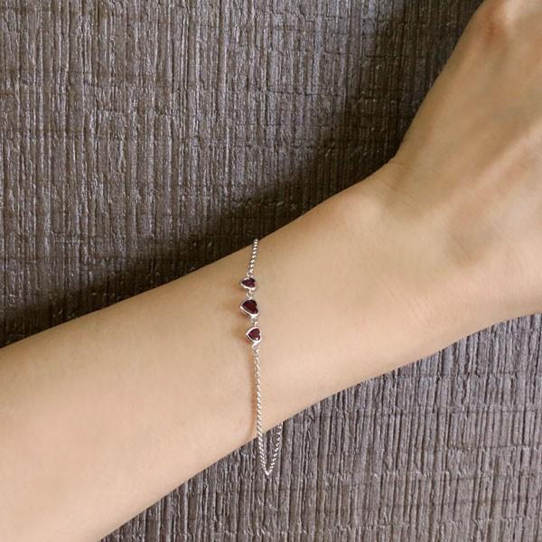 ロードライトガーネット ブレスレット ハート ホワイトゴールドK18 18 