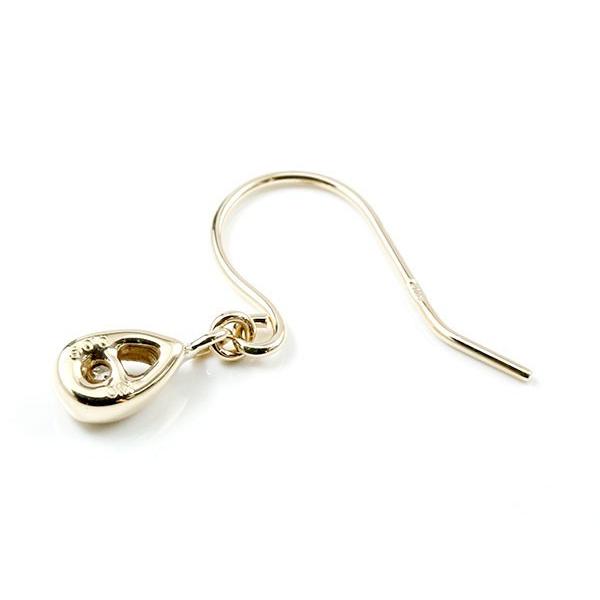 ピアス フックピアス ダイヤモンド 0.10ct 一粒 ドロップ 揺れる イエローゴールドk10 10金 天然石 ダイヤ 女性用 あすつく 送料無料 セール saleの画像