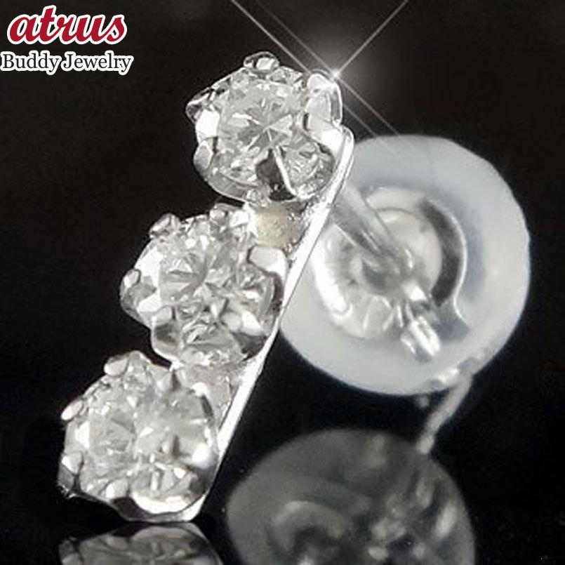 18金ピアス メンズ 片耳ピアスダイヤモンド ピアスホワイトゴールドk18 18kダイヤモンド 0 15ct4月