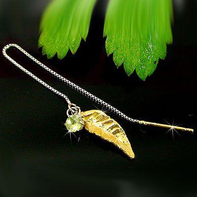 豪華で新しい 手作り レディース 片方 片耳ピアス 女性 揺れるピアス アメリカンピアス フェザー羽 8月誕生石 コンビネーション 18k イエローゴールドk18 プラチナ 片耳ピアス ペリドット 羽 フェザー プラチナ ピアス 宝石 天然石 レディースアクセサリー