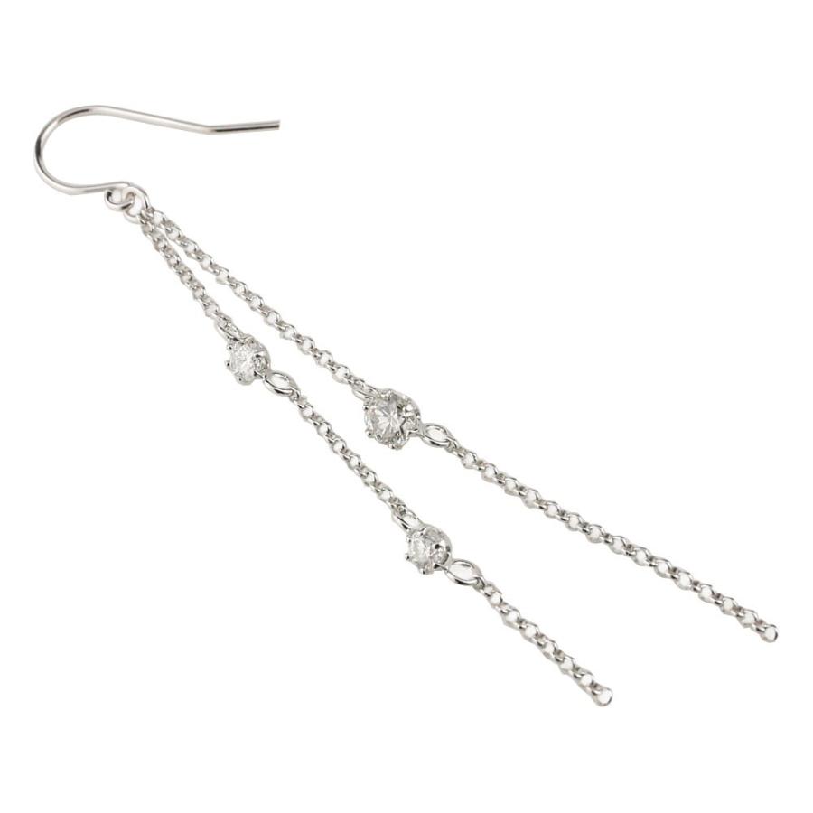 日本限定 18金ピアス チェーン 18金ピアス メンズ 片耳ピアスチェーンピアスダイヤモンド ホワイトゴールドk18 ロングピアス 片方の片側ピアスとして ダイヤ チェーン ロングピアス 男性用 宝石 18k 代官山セレクトショップwild Lily c0 Studio J Co