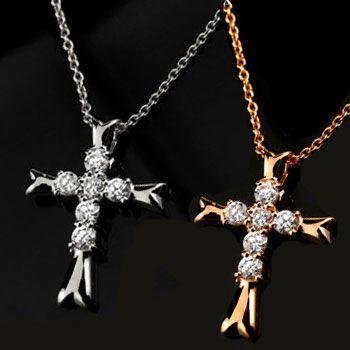 ペアネックレス メンズアクセサリー ネックレス ペンダント 18金 ペアペンダント クロス ダイヤモンド ネックレス ペンダント ピンクゴールドk18 十字架 ダイヤ 18ｋ ダイヤ ホワイトゴールドk18 カップル 18金 d101gwm かがやきジュエリー工房アトラス