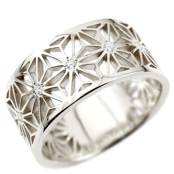 メンズ リング ホワイトゴールドk18ダイヤモンド ダイヤ 幅広 麻の葉 模様 和柄 切子 和モダン 透かし 指輪 ストレート 18金 男性用 地金 コントラッド 東京 Purrworld Com