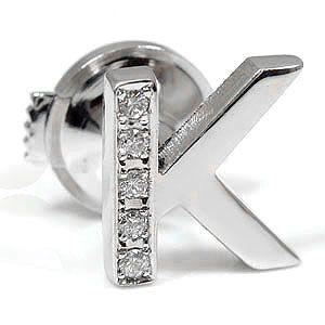 メンズ ピンブローチ ラペルピン ダイヤモンド イニシャル K ホワイトゴールドK18 タイタック タイピン タックピン ダイヤ 18金 スタッドボタン 送料無料 人気(14565円)