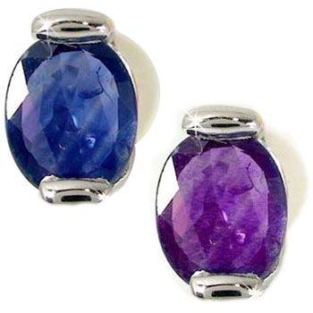 代引不可 ペアピアス 片耳ピアス サファイア ブルー アメジストピアス スタッドピアス ホワイトゴールドk1月誕生石 18金 天然石 カップル レディース 宝石 18k 送料無料 値引 Www Ladislexia Net