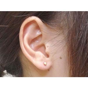ピアス 18金 シンプル 片耳ピアス ダイヤモンド 一粒 k18 イエロー 