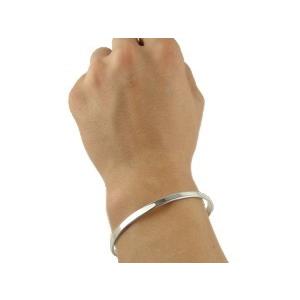 メンズ バングル ブレスレット ホワイトゴールドK18 シンプルバングル 18金 男性用 送料無料 父の日 人気|atrusyume|03