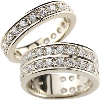 ペアリング ペア 結婚指輪 マリッジリング キュービックジルコニア ハーフエタニティ シルバー カップル プレゼント 女性