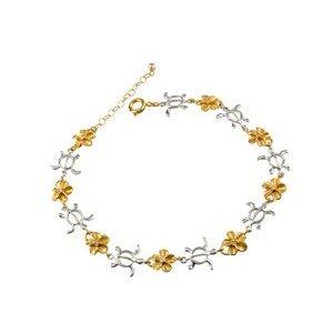 ハワイアンジュエリー ハワイアン アンクレット ダイヤモンド 亀 花 ピンクゴールドk18 プラチナ 18金 pt900 k18pg ダイヤ 送料無料 セール SALE