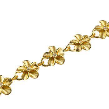 送料無料 ハワイアンジュエリー アンクレット ハワイアン 花 キュービックジルコニア イエローゴールドk18 18金 人気 送料無料 送料無料 Zoetalentsolutions Com