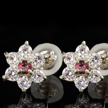 最適な材料 ピアス プラチナ シンプル ルビー キュービックジルコニア シンプルフラワー 花 スタッド レディース 天然石 レディース 宝石 送料無料 人気 現金特価 Www Ladislexia Net