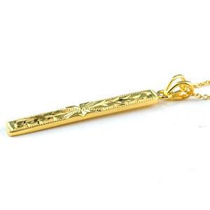 ハワイアンジュエリー ペアネックレス プレート ペンダント イエローゴールドk18 18k 18金 ミル打ち チェーン 人気 プレゼント 女性 送料無料 セール SALEの画像
