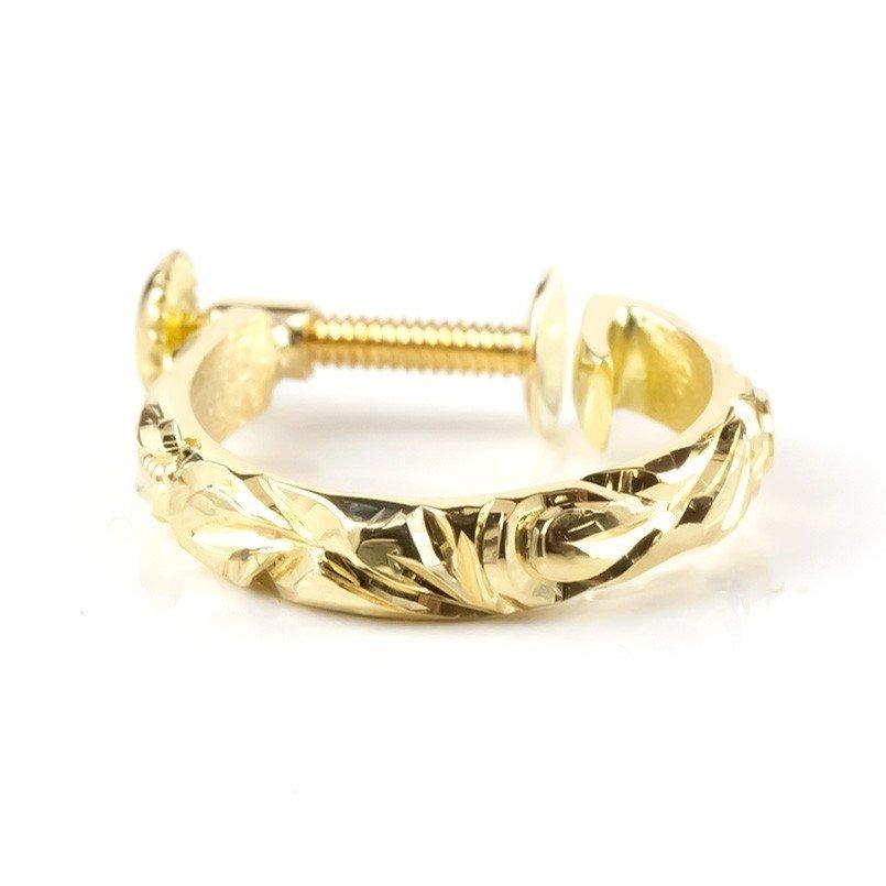 ハワイアンジュエリー 18金 イヤリング 片耳 フープ リング ゴールド 18k シンプル プレゼント 女性 ノンホールピアス ネジ式 送料無料 セール SALE_1