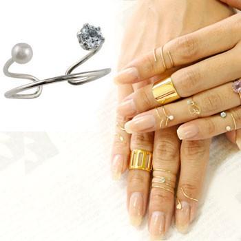 大勧め ホワイトゴールドk18 ベビーパール アクアマリン レディース ファランジリング ピンキーリング レディース シンプル 指先に着ける新感覚のリング 18k 宝石 ネイルリング 18金 2連 指輪 関節リング ミディリング レディースアクセサリー Littleelmgrooming Com