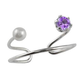 激安先着 レディース ファランジリング ピンキーリング レディース シンプル 指先に着ける新感覚のリング アメジスト 2月誕生石 ネイルリング 18金 2連 指輪 関節リング 18k ホワイトゴールドk18 ベビーパール レディースアクセサリー Gallup9th Com