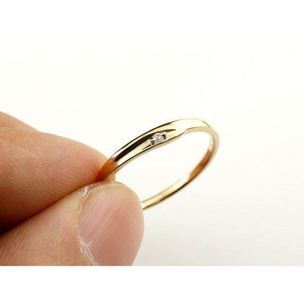 結婚指輪 LGBTQ ペアリング ２本セット 18金 ダイヤモンド 一粒 レディース ゴールド 18k イエローゴールドk18 華奢 スイートペアリィー 最短納期 送料無料｜atrusyume｜03