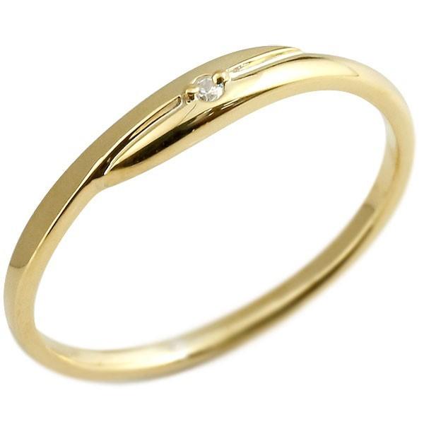 婚約指輪 ダイヤ エンゲージリング ダイヤモンド ピンキーリング イエローゴールドk18 一粒 18金 極細 華奢 指輪 プレゼント 女性 送料無料 セール SALE