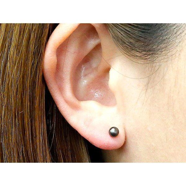 ピアス メンズ 黒 ブラック 丸玉 イエローゴールドk10 ブラックメッキ