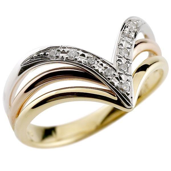 婚約指輪 ダイヤ 安い 婚約指輪 ダイヤ エンゲージリング ダイヤモンド リング 3色 指輪スリーカラー V字 プラチナ ゴールド 送料無料 セール SALE｜atrusyume