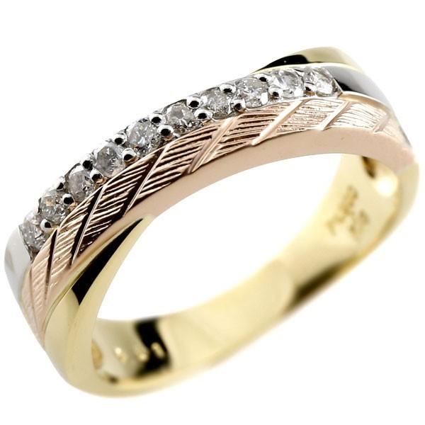 プラチナ 18金 ダイヤモンド リング 3色 指輪 ダイヤ ピンキーリング スリーカラー プラチナ ゴールド 幅広指輪 つや消し レディース 送料無料 セール SALE