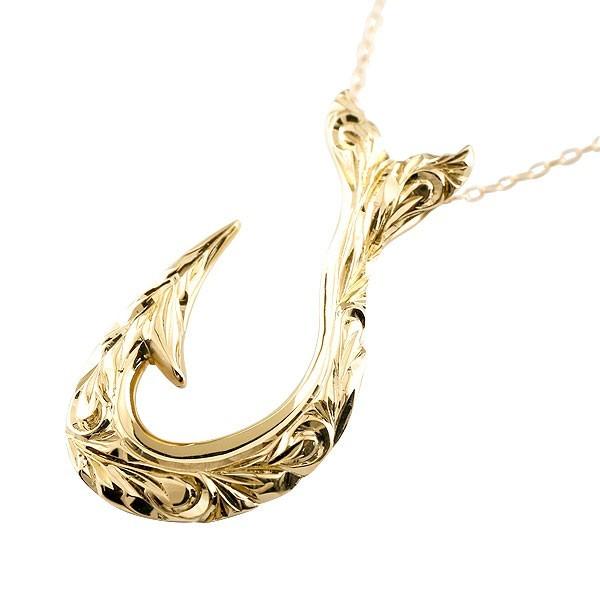 ネックレス ホエールテール ハワイアンジュエリー フィッシュフック ファッション イエローゴールドk18 ホエールテール 釣針 ペンダント マリン系 シンプル レディース レディース 18金 hyn ジュエリー工房アトラス夢 地金 チェーン 週末だけ割引セールの