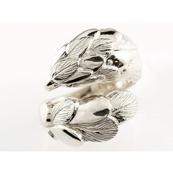 【最終値下げ】 フェザー 羽 メンズ イーグル リング ホワイトゴールドk18 鷹 フェザー 幅広 指輪 フリーサイズ ピンキーリング 地金 18金 男性用 送料無料 セール SALE 【YWU2483495398】(86800円)