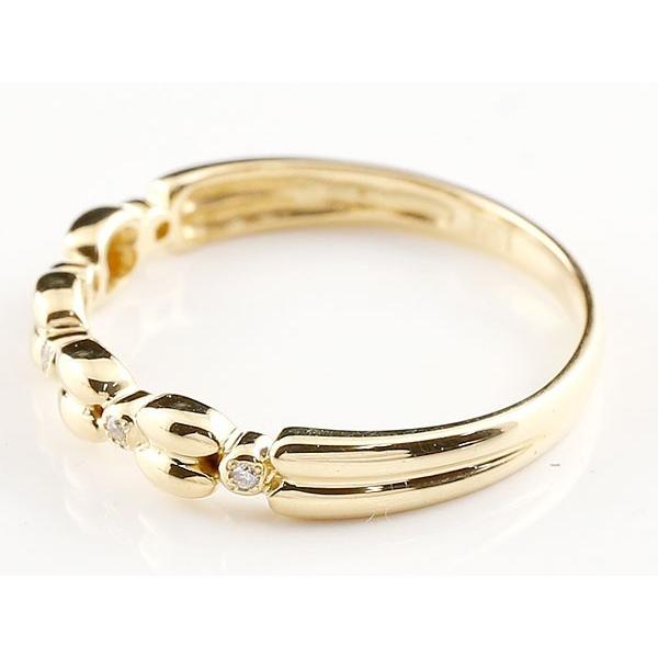 18金 リング ダイヤモンド レディース ゴールド 18k  ピンキーリング イエローゴールドk18 シンプル 指輪 重ね付け シンプルの画像