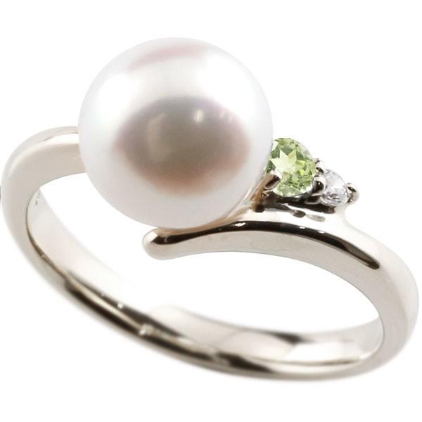 爆売り！ 婚約指輪 エンゲージリング 真珠 パールリング ダイヤ 送料無料 18金 ダイヤモンド指輪 リング ホワイトゴールドk18 ペリドット 18金 エンゲージリング