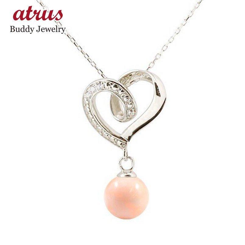 プラチナ ネックレス ダイヤモンド オープンハート 誕生石 珊瑚 コーラル サンゴ トップ ペンダント チェーン 3月誕生石 pt900 女性 送料無料 セール SALE
