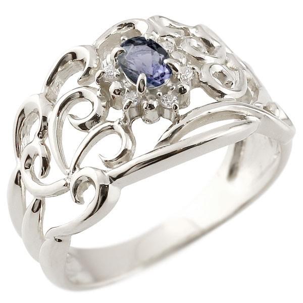 買い保障できる プラチナリング アイオライト 送料無料 宝石 レディース 幅広リング ダイヤモンド 透かし 指輪 ピンキーリング