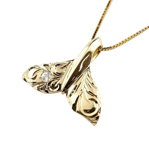 日本限定モデル 永遠に輝き続ける深彫りのハワイアンジュエリー 18金ネックレス 人気 K18 4月誕生石 ダイヤ イエローゴールド ダイヤモンド 鯨 クジラ メンズホエールテール ペンダントトップ ハワイアンジュエリー メンズアクセサリー