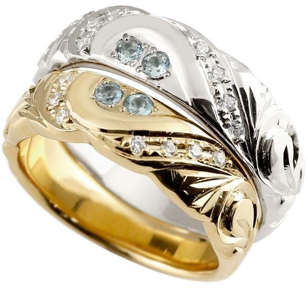 人気特価激安 ハワイアンジュエリー マリッジリング 結婚指輪 ペアリング アクアマリン ダイヤモンド イエローゴールドk10 ホワイトゴールドk10 幅広 ハート 10金 送料無料 新着商品 Www Maxipiso Com Ar