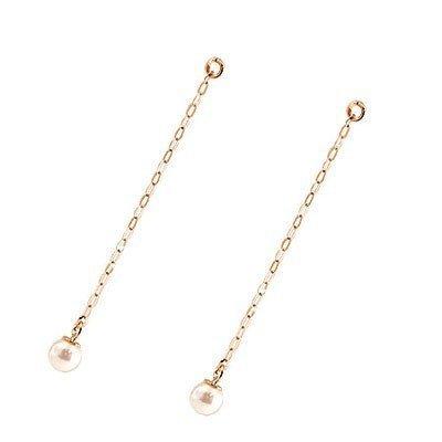 2個 パーツ ピアス用 イヤリング用 ロングピアス ピンクゴールドk18 18k パール シンプル レディース 宝石 真珠 フォーマル セール SALE