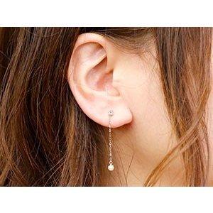 2個 パーツ ピアス用 イヤリング用 ロングピアス ピンクゴールドk18 18k パール シンプル レディース 宝石 真珠 フォーマル セール SALE