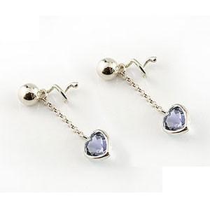 激安ブランド 18金 ピアス レディース 人気 キャッチのいらない ハート ホワイトゴールドk18 ロング アイオライト 丸玉 シンプル キャッチナッシャー 宝石 18k 送料無料 選べるサイズ展開 Www Clinicagastroservice Com Br