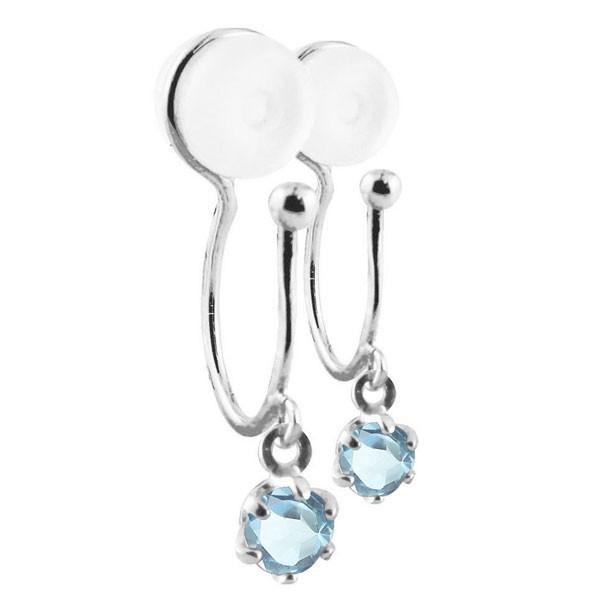 高品質 ホワイトゴールドk18 ブルートパーズ イヤリング ノンホール メンズ 18金 ピアス 手作り 人気 メンズ イヤリング 18k ペア 送料無料 青い宝石 メンズ クリップ式 シリコン メンズアクセサリー Meorboston Org