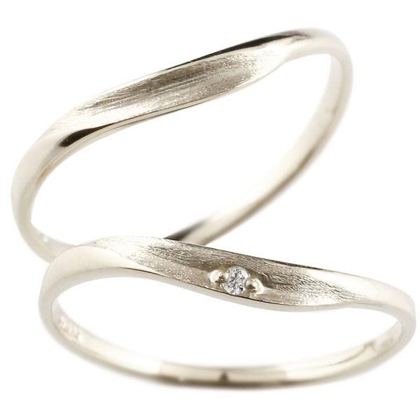 ペアリング 結婚指輪 ペア マリッジリング スイートペアリィー インフィニティ ダイヤモンド ホワイトゴールドk10 V字 つや消し 一粒 華奢 送料無料 人気