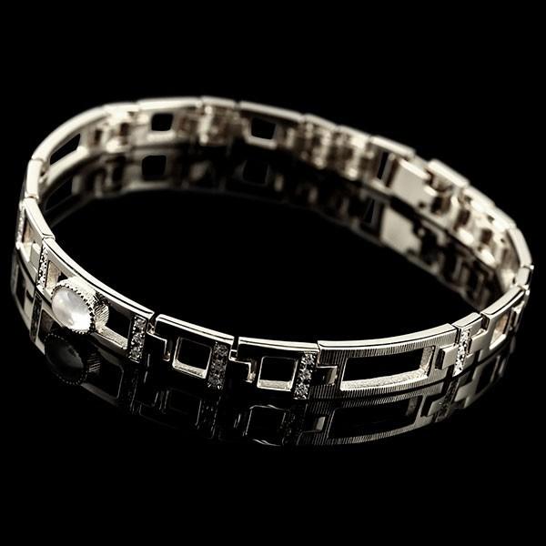 芸能人愛用 東京 コントラッド 男性用 地金 幅広 ダイヤモンド ムーンストーン ホワイトゴールドk10 ブレスレット メンズ 細部までこだわりを見せる熟練職人の逸品ブレスレット Contrad 送料無料 10金 Tokyo メンズアクセサリー