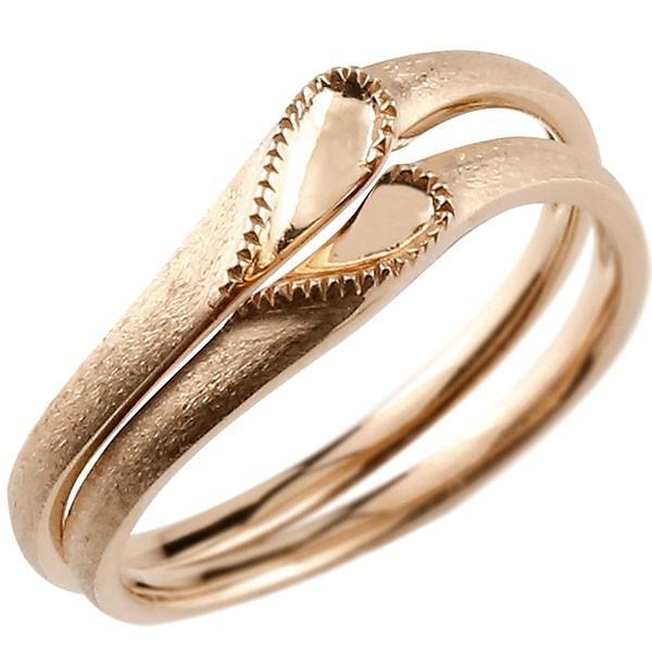 お洒落 ペアリング 結婚指輪 マリッジリング ハート ピンクゴールドk10 10金 シンプル つや消し ストレート スイートペアリィー カップル 送料無料 独創的 Www Skylanceronline Com