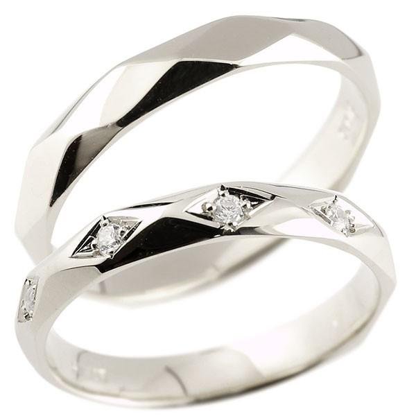 【SALE／60%OFF】 菱形 カットリング マリッジリング 結婚指輪 ホワイトゴールドk18 ダイヤモンド ペア ペアリング k18 人気 母の日 送料無料 宝石 18金 指輪
