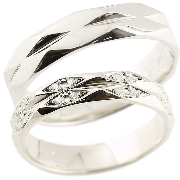 結婚指輪 ペアリング ペア ダイヤモンド シルバー マリッジリング カットリング 菱形 sv925 宝石 送料無料 セール SALE