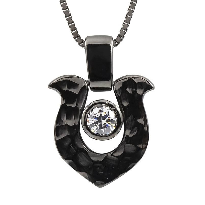 別倉庫からの配送 シルバー925 キュービックジルコニア メンズ ペンダントトップ ネックレス ブラックメッキ 槌目 馬蹄 キュービック メンズネックレス ブラックメッキ 送料無料 バテイ 蹄鉄 馬蹄 ホースシュー 槌打ち 槌目 ブラック 黒 メンズアクセサリー